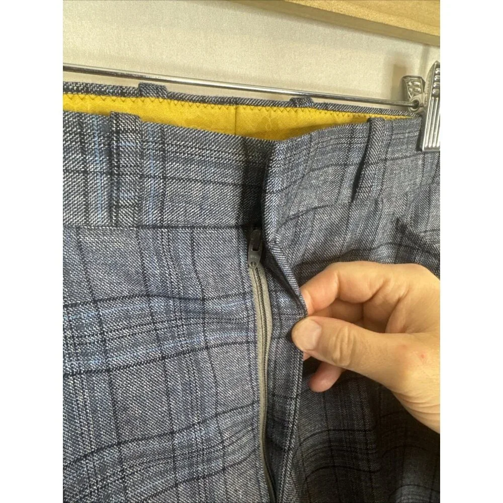 Vinntage La Fleche Bros Blue Gray Wool Plaid Pants Men’s 41x30‎ 70s